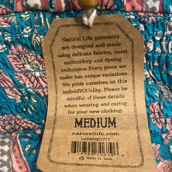 NATURAL LIFE Celia Teal and Coral Maxi Dress Floral lines - Picture 4 of 5